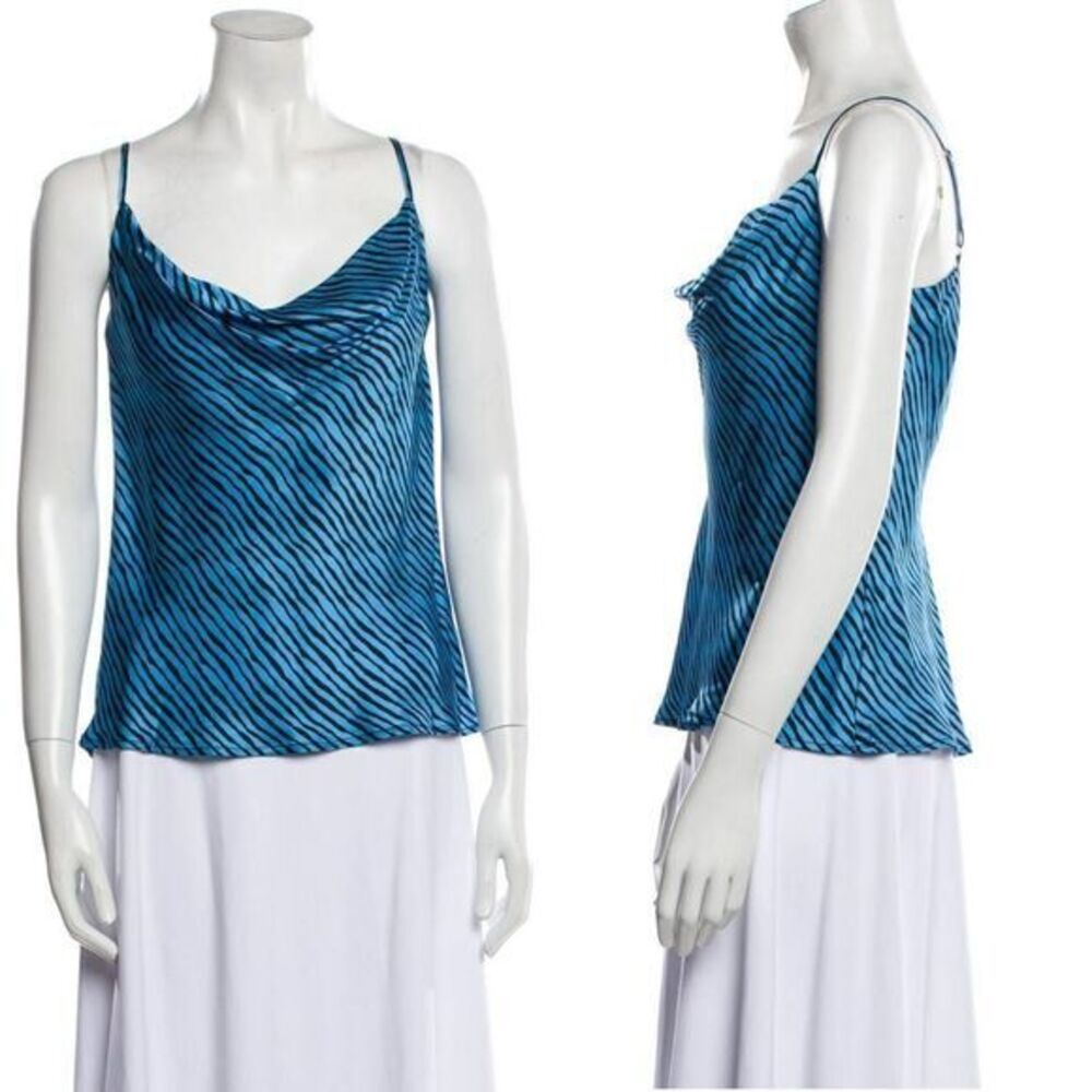 NEW Olivia Rubin 100% Silk silk tank‎ top, blue and black stripes, M